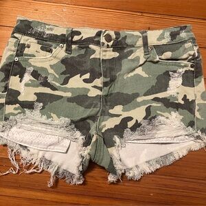 Girls Camo Jean Shorts